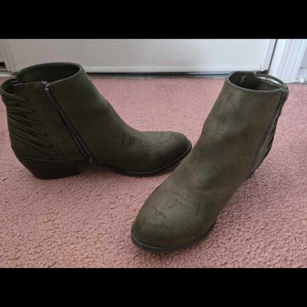 JustFab Khaki Ankle Booties - Picture 3 of 3